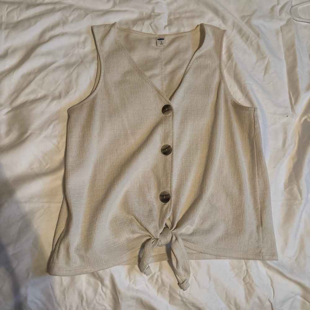 Old Navy Beige Sleeveless Tie-Front Blouse